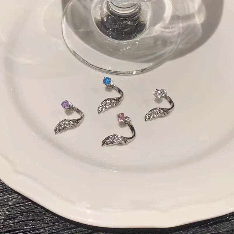 Luxury Crystal Wing Ear Bone Nail for Women Exquisite Elegant Silver Color Shiny Rh additional angle