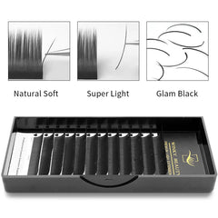 Flat Ellipse Eyelash Extensions | Matte Black Super Soft Natural Look alternate view