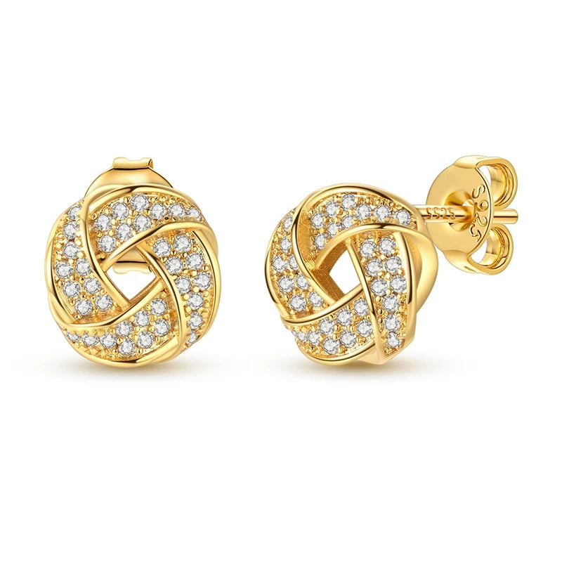 925 Sterling Silver Skull Stud Earrings | Shiny Gold Finish for Women lifestyle view