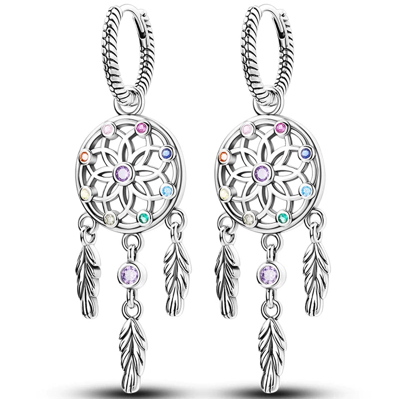 Hot Classic Original 925 Sterling Silver Earrings Colorful Circle Hoop Earrings For Wome detail view