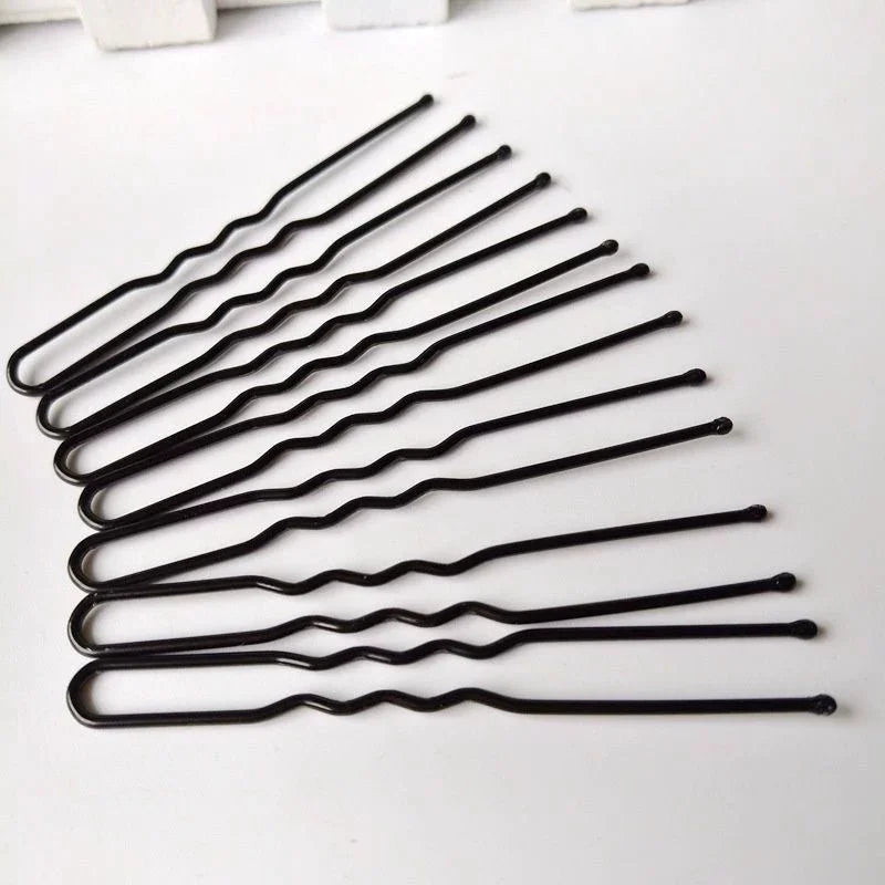 Black U Shaped Hair Pins Strong Hold Metal Bobby Pins Versatile Updo Hair Clip for Brida detail view