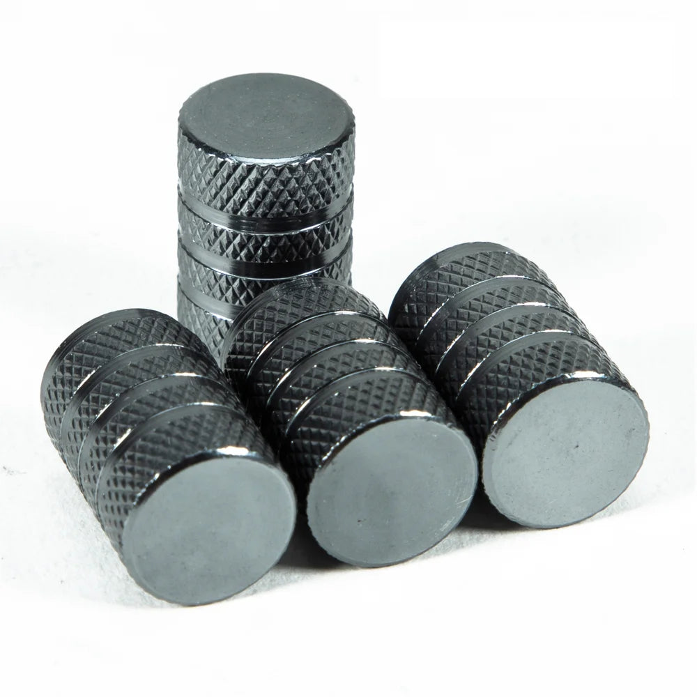 DSYCAR 4Pcs Silver Car Tire Valve Stems Cap Knurling Style Tire Valve Cap Aluminum Tire detail view