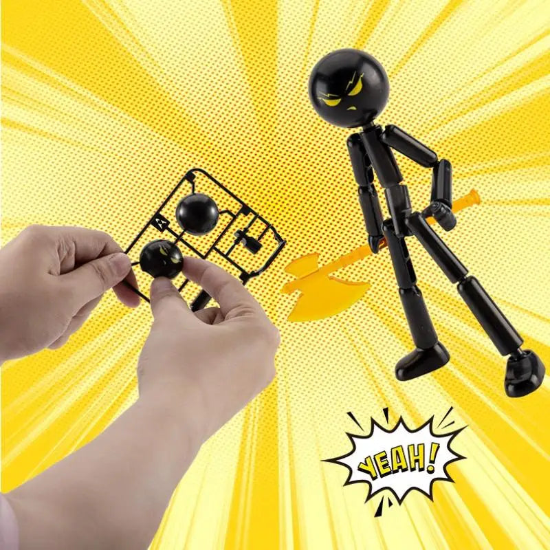 Movable Stickman Action Figure | DIY 3D Printed Robot Toy close-up view