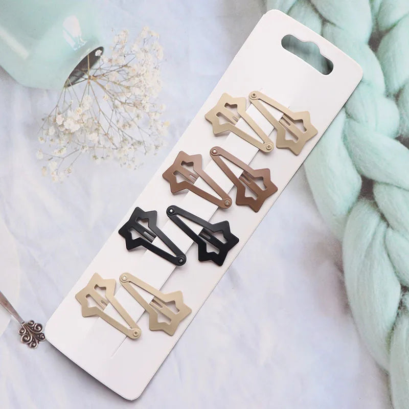 8Pcs/set Japanese Korean New Coffee Color Matte Bb Clip Metal Bangs Broken Hairpin additional angle