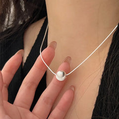 925 Sterling Silver Necklace Bead Pendant Simple for Women Wedding Engagement Jewelry alternate view