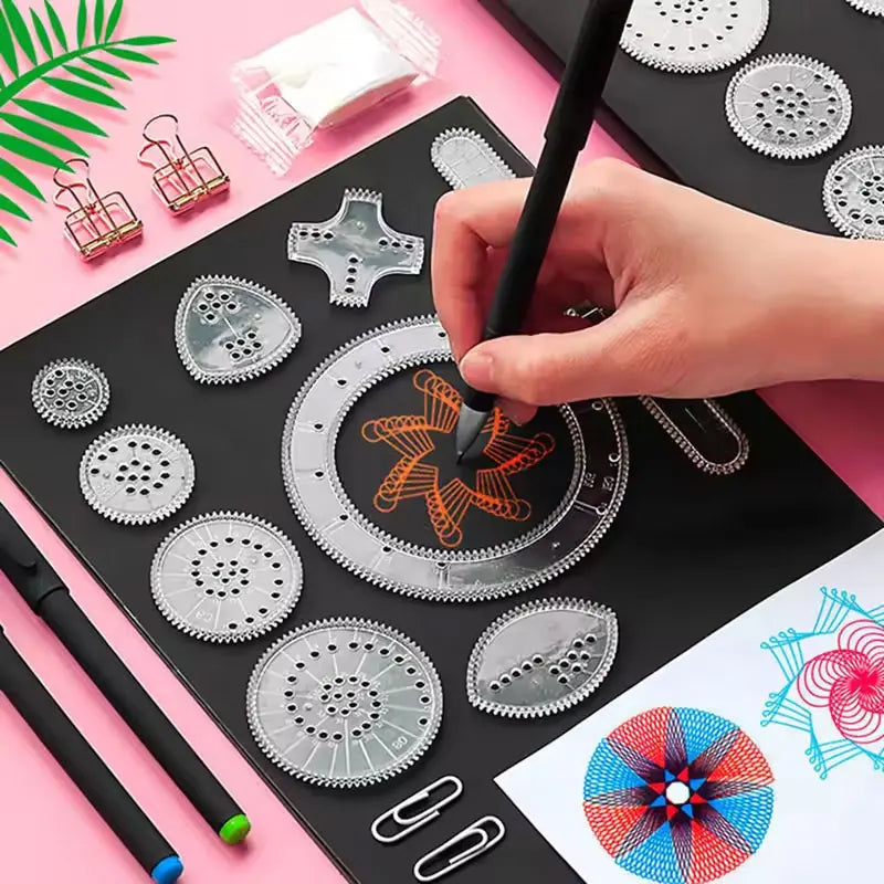 22pcs Spirograph Drawing Toys Set Geometric Ruler Mathematical Roulette Drawing Tools alternate view