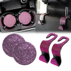 Car Seat Back Hook Pad Hanger Rhinestone Storage Hanger Universal Auto Headrest Mount Storage Holder