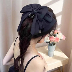 Fashion Temperament Bow Hairpin For Women Girls Bowknot Ribbon Ponytail Hair Claw Sweet Shark Clip Hair Accessories