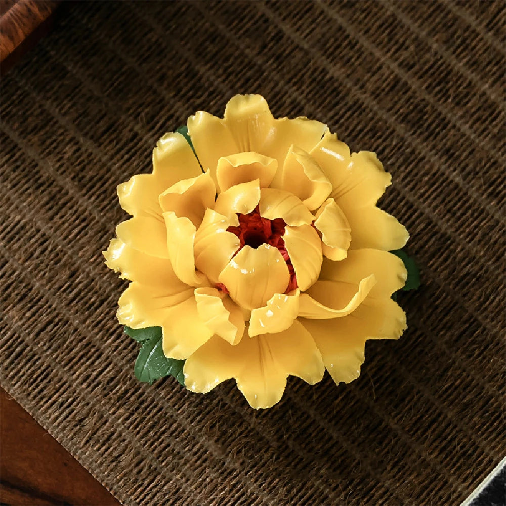 Peony Flower Incense Holder | Decorative Ceramic Incense Burner detail view