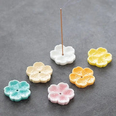 Ceramic Cherry Blossom Incense Burner | Home Decor Stick Holder close-up view