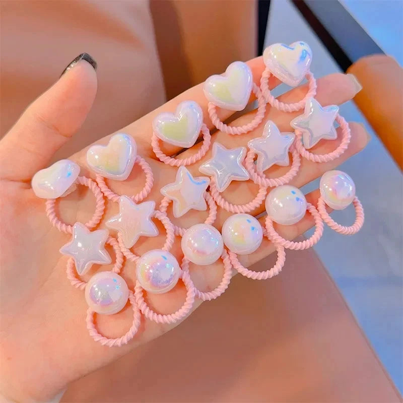 10pcs Cute Baby Girl Hair Love Bands Cartoon Love Heart Star Hair Ties Toddler Elasti lifestyle view