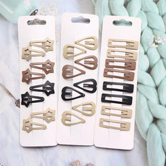 8Pcs/set Japanese Korean New Coffee Color Matte Bb Clip Metal Bangs Broken Hairpin DIY close-up view