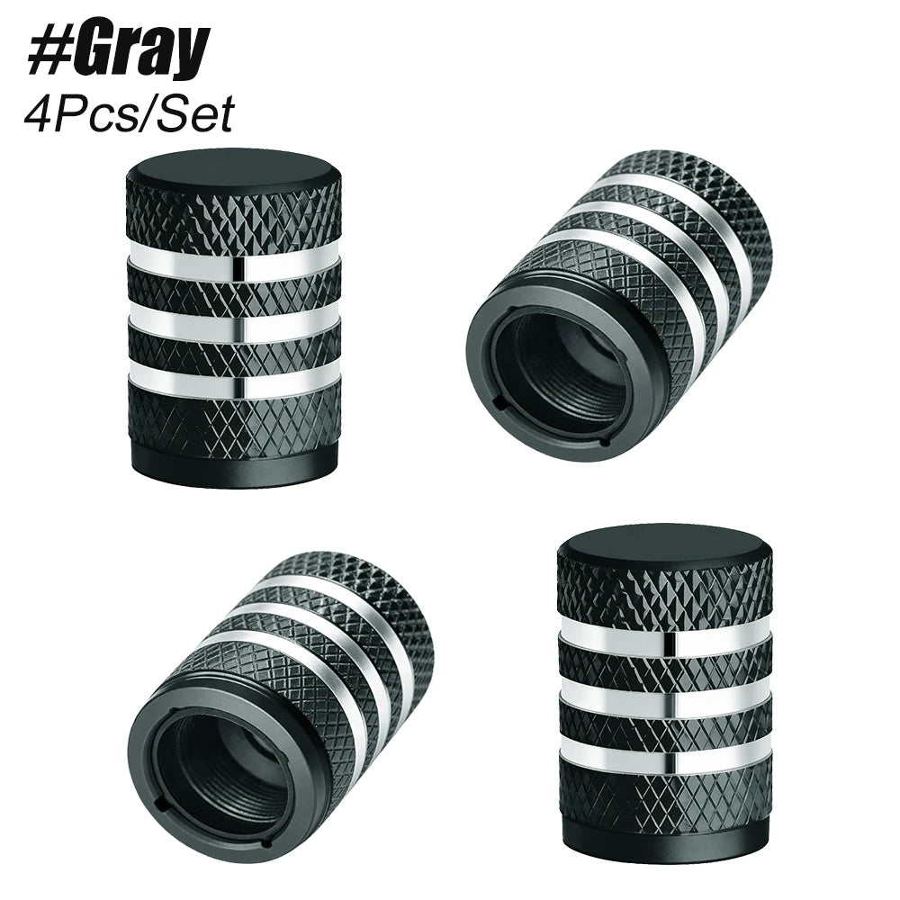 4PCS Aluminum Alloy Tire Valve Stem Caps with Plastic Liner