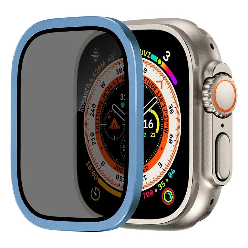 Aluminium Alloy Case+Tempered Glass for Apple Watch Ultra 2 49mm Anti-Scratch Screen Protector for iWatch Ultra 49mm Cover Film