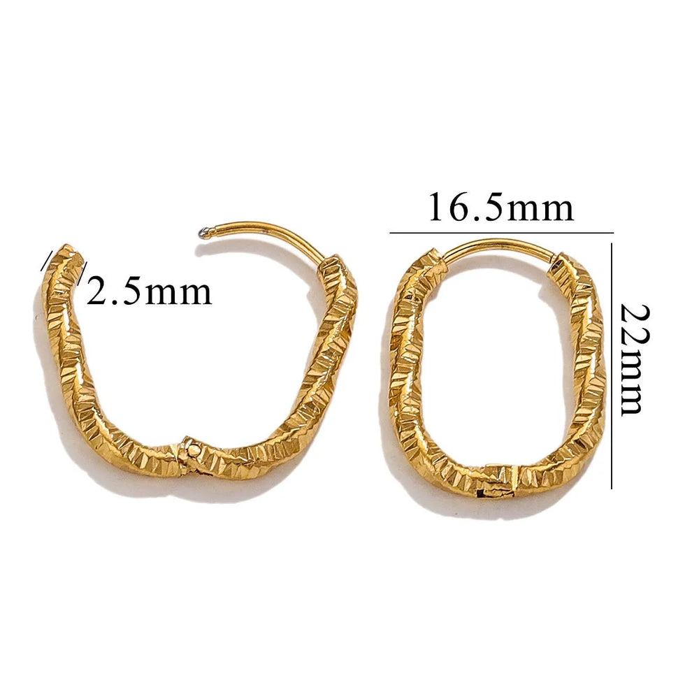 6pcs Stainless Steel Rectangular Textured Earrings | 18K Gold Plated DIY Jewelry Finding detail view