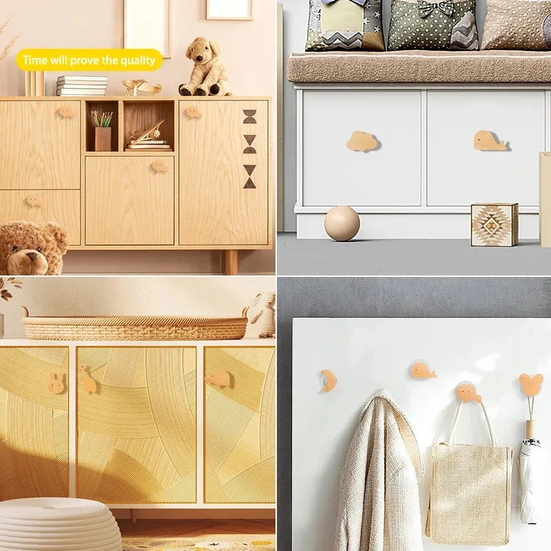 Wooden Animal Hook | Cute Wall Mounted Coat and Key Holder detail view