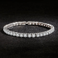 S925 Sterling Silver Tennis Bracelet with Zirconia | 4mm Fashion Wedding Jewelry detail view