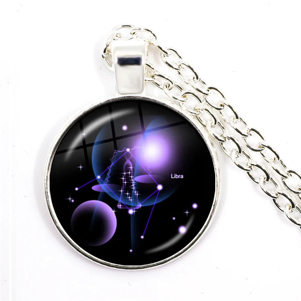 Zodiac Necklace Silver Plated | 12 Constellation Pendant Jewelry additional angle