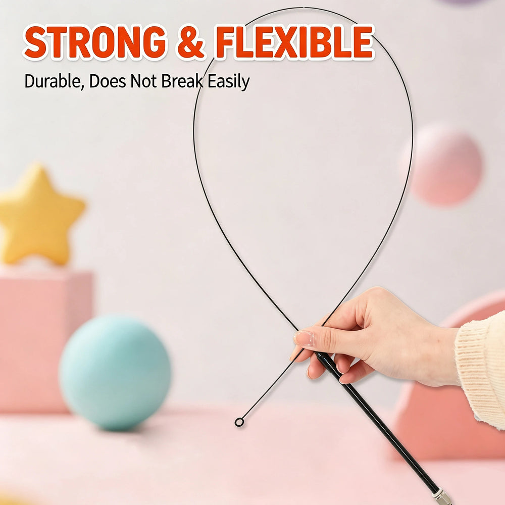 Long Pole Cat Teaser Toy with Steel Wire Feather and Sucker Cute Rotating Kitten Stic lifestyle view