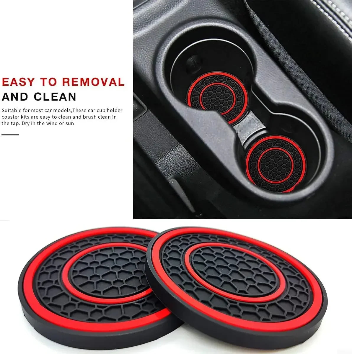 New 2-piece Anti Slip Mat Car Coaster Durable Car Cup Holder Coaster Universal Dust-proof Protection for Car Interior