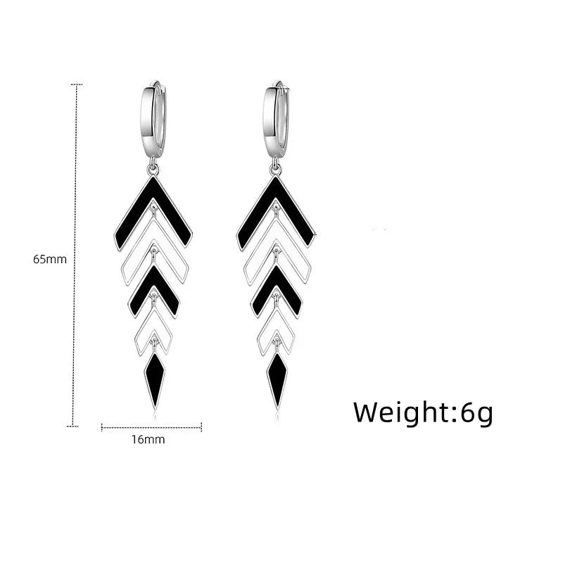 Women's 925 Sterling Silver Black & White Zircon Pendant Earrings Set Fashionable Jew lifestyle view