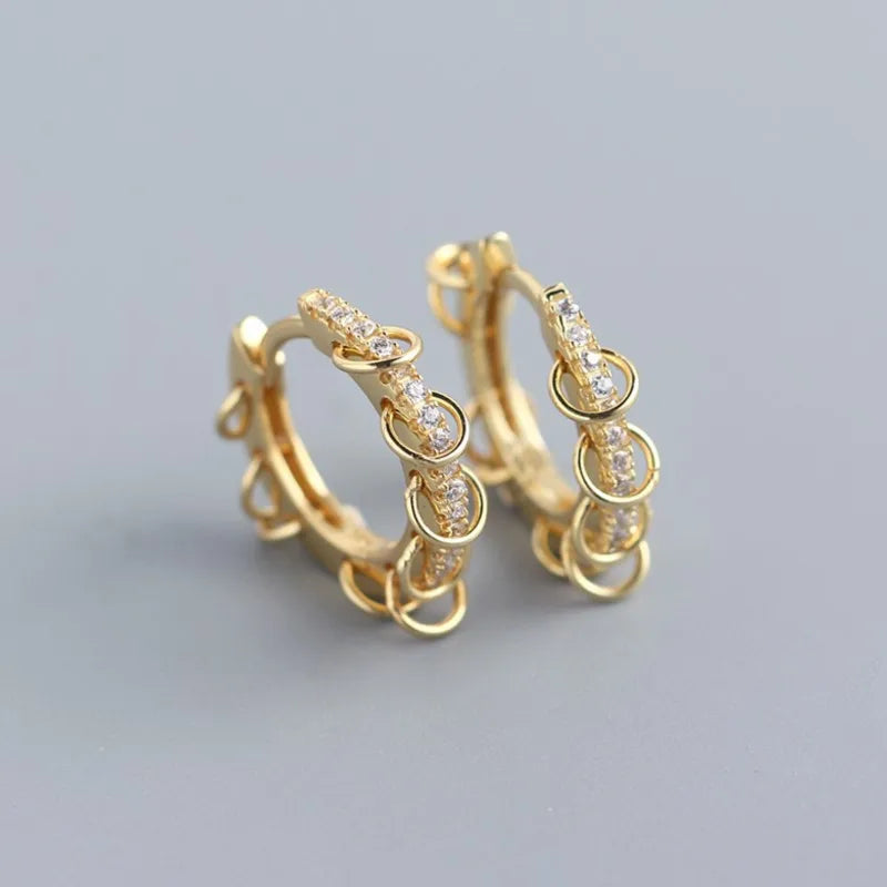 ANENJERY CZ Zircon Circle Hoop Earrings for Women Men Punk Trendy Party Accessories F alternate view