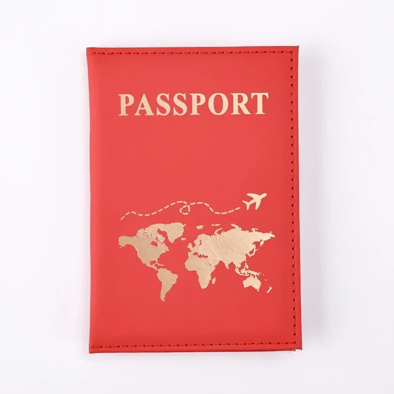 Fashion Passport Protective Cover World Pattern Travel Passport Holder Wallet Gift PU close-up view