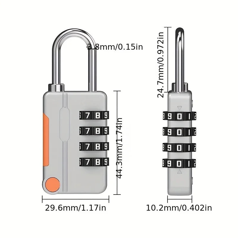 4 Digit Combination Padlock | Keyless Travel Luggage Lock additional angle