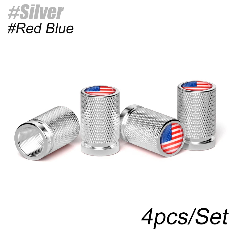 America National Flag Valve Stem Caps 4 Pcs
