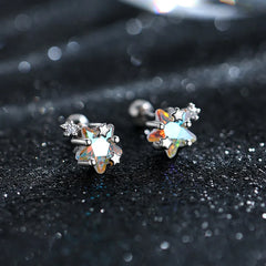 Gradient Zircon Star Piercing Stud Earrings Shiny Spiral Ear Bone Earrings for Women Wedding Party N