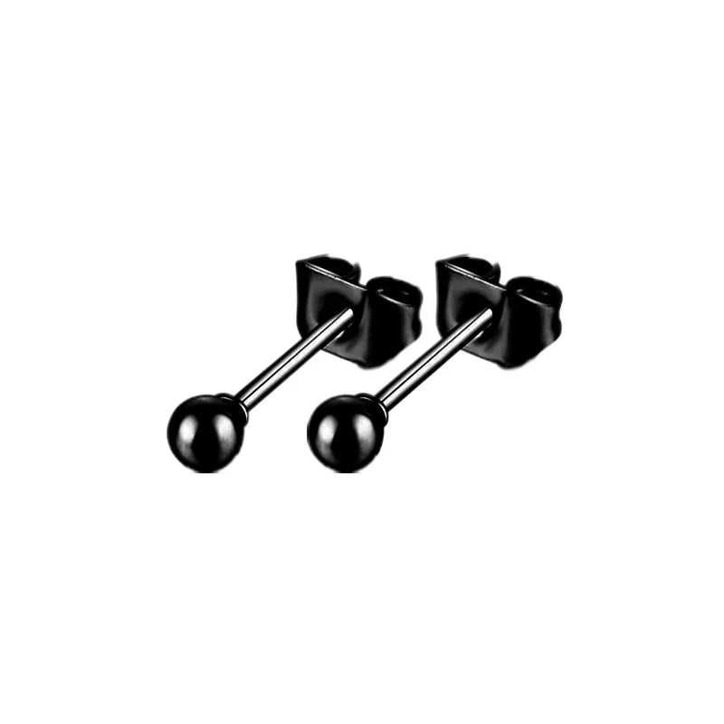 Black Stainless Steel Hoop Earrings with Cross Pendant | Unisex Punk Jewelry close-up view