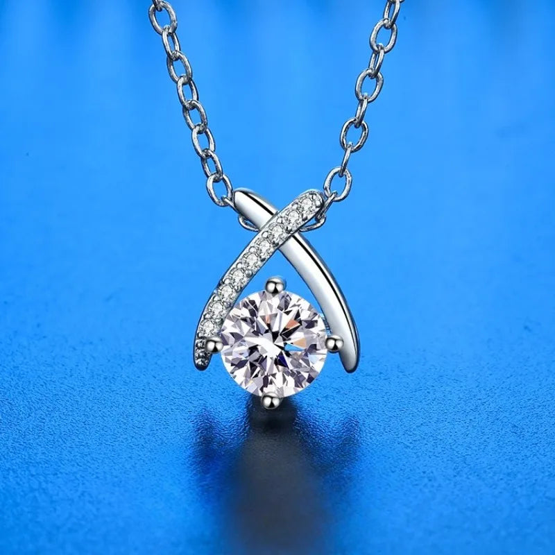 New 925 Silver Necklace Pendant Shining Zircon For Women Sterling-Silver Classics F additional angle