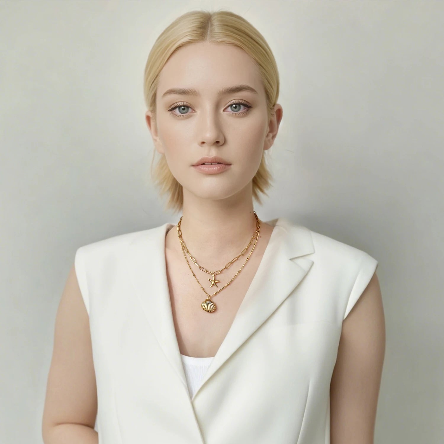 Double Layer Seashell Necklace | Summer Beach Jewelry for Women alternate view