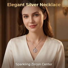925 Silver Necklace Pendant Shining Zircon for Women Wedding Sterling Silver Jewelry Eng detail view