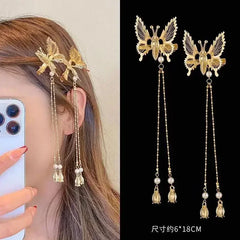 1/2pcs Butterfly Hairpin Vintage Elegant Tassel Hair Clip Moving Butterfly Bangs Side Clip Trembling Butterfly Hairpin Headdress