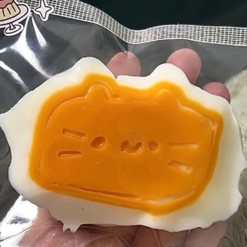 Sticky TPR Cute Cat Cheese Bread Pressure Relief Soft Squishy Fingertip Toy Relieving Squeeze Decomp