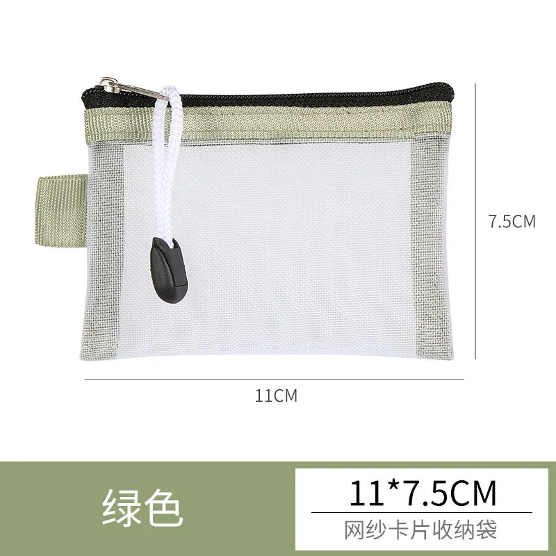 Mini Mesh Zipper Card Pouch | Transparent ID and Credit Card Storage Bag detail view