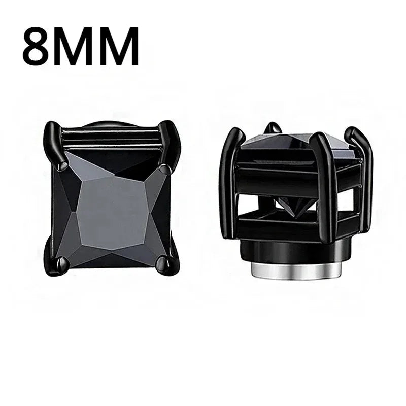 1Pairs Crystal Strong Magnetic Ear Stud Clip Earrings for Men Women, Punk Round Zircon close-up view