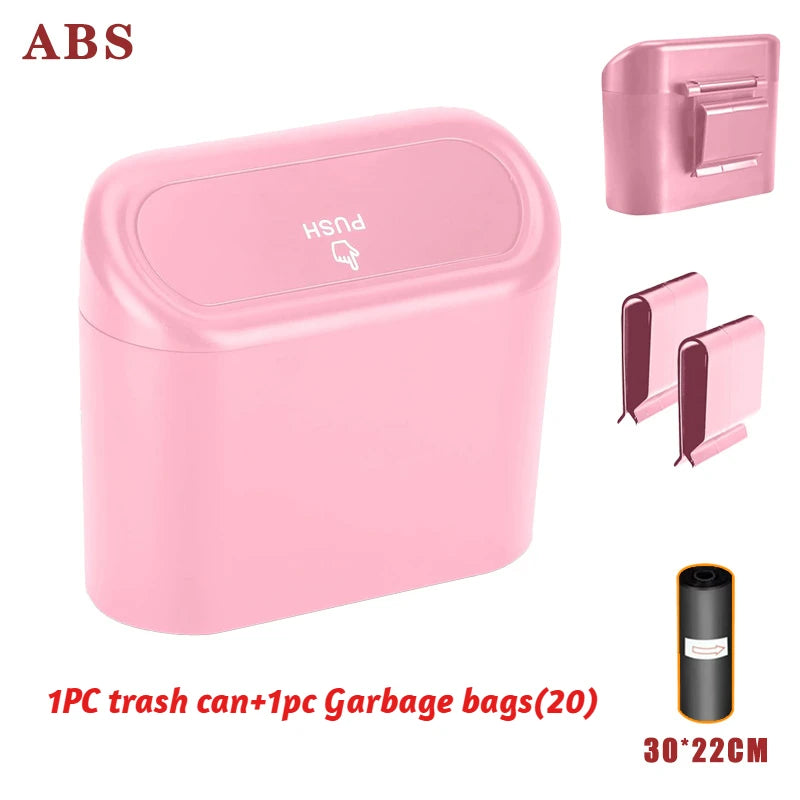 Hanging Car Trash Can Car Flip Top Trash Can Interior Trash Storage ABS Trash Can with L detail view