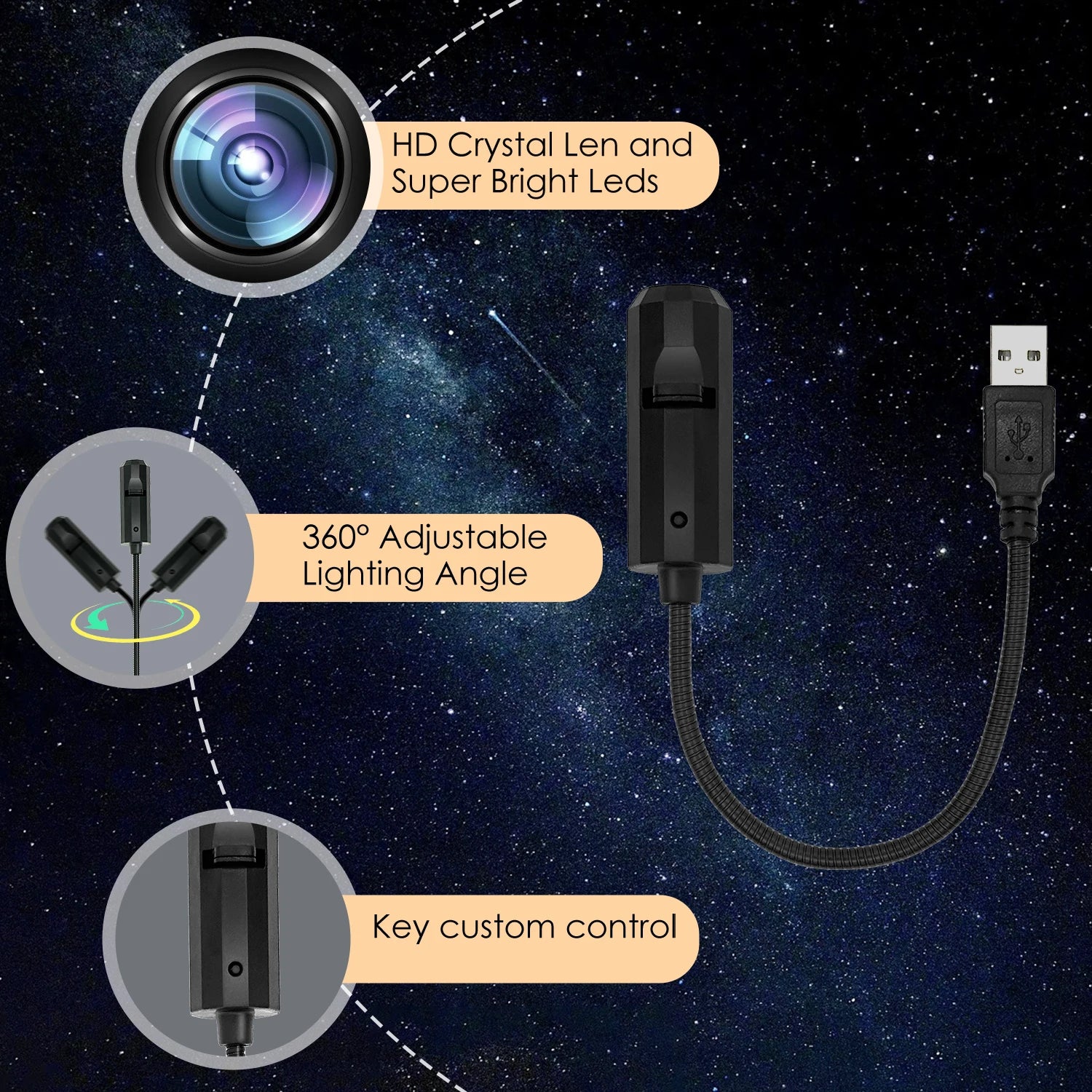 LED Starry Sky Projection Night Light | Three-Color Moon Atmosphere Lamp detail view