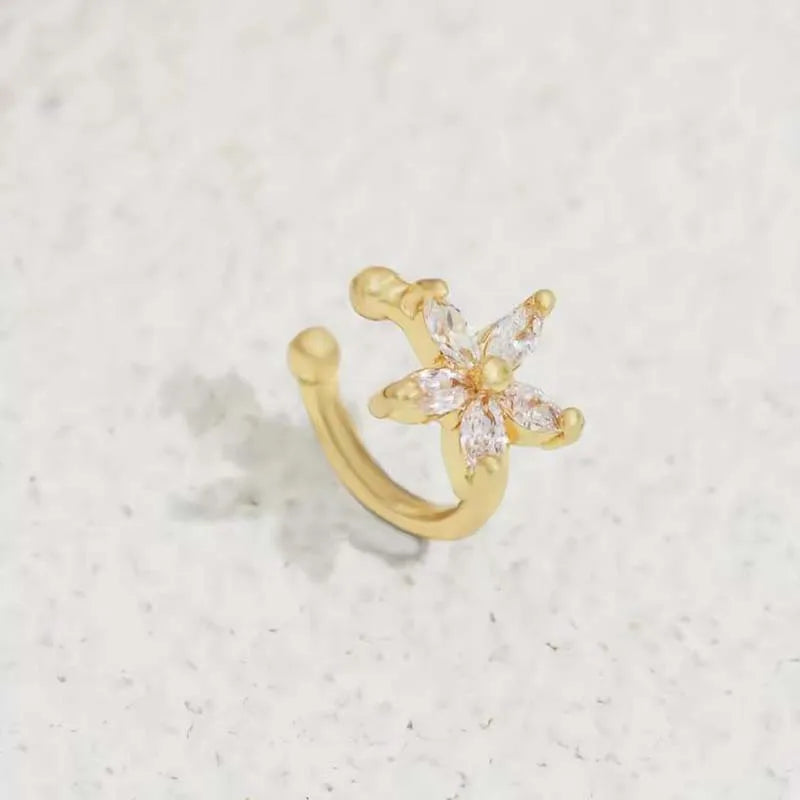 Exquisite Zircon Flower Ear Clip for Women Girls Luxury Shiny Crystal Non Piercing additional angle