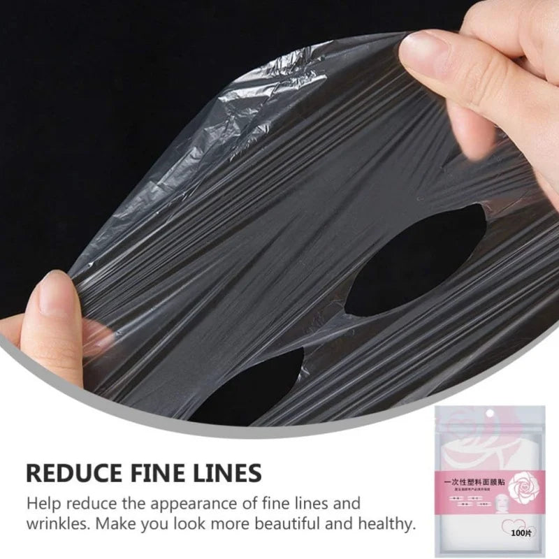 Disposable Facial Mask Wrap | Transparent Plastic Face and Neck Sticker alternate view