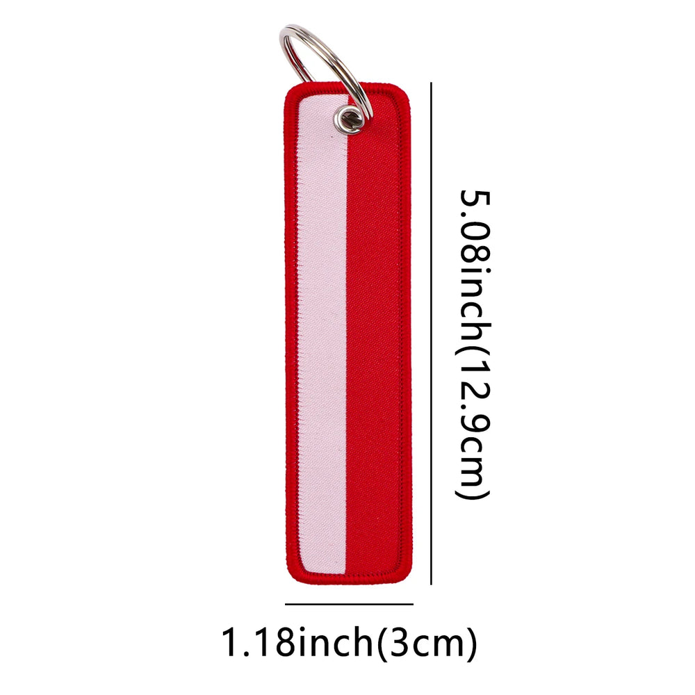 National Flags Embroidery Key Fob | Motorcycle Car Backpack Keychain close-up view