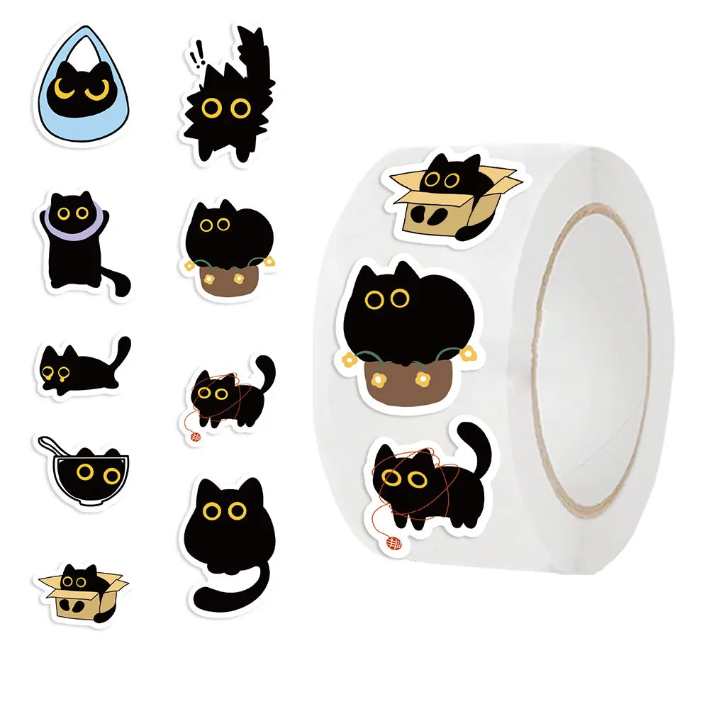 100-500Pcs Cartoon Cat Sticker Roll Set | DIY Decorative Stickers for Party, Phone, G alternate view
