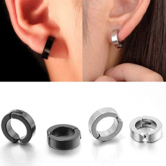 Non-Piercing Hoop Earrings Ear Clip Fake Ear Hoops for Men and Women, Stainless Steel alternate view
