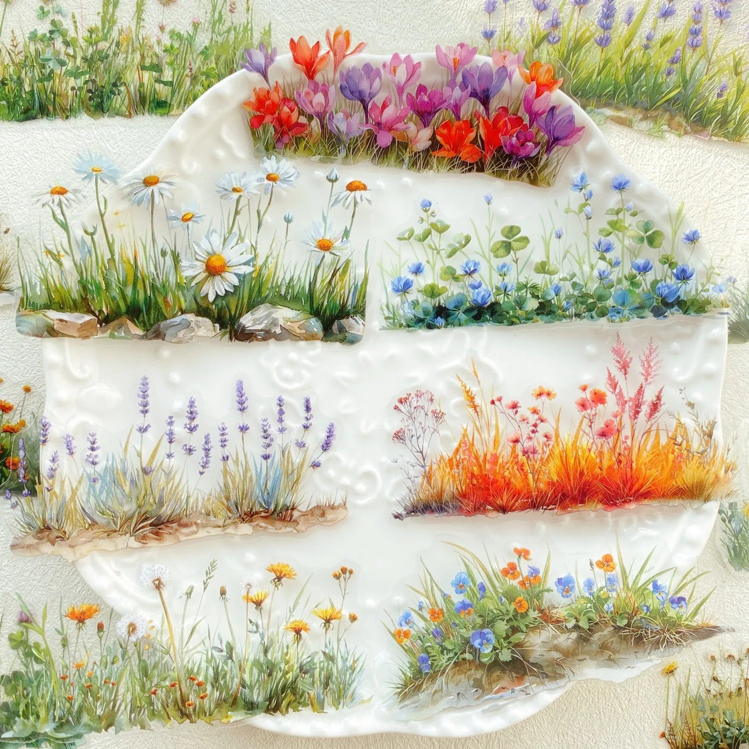 20pcs/pack Flower PET Stickers Green Plants PET Stickers Hand Account DIY Decoration Sti detail view