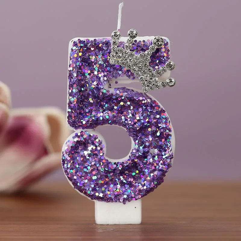 Purple Crown Birthday Candles Number 0 to close-up view
