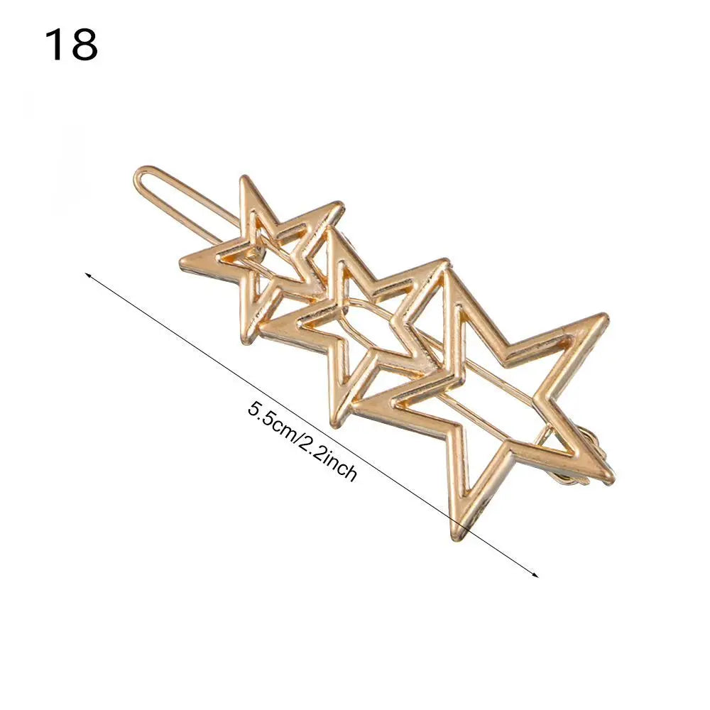 1PC Geometric Ponytail Hairpins Bobby Pins Knot Hair Clip Star Heart Barrettes Metal lifestyle view