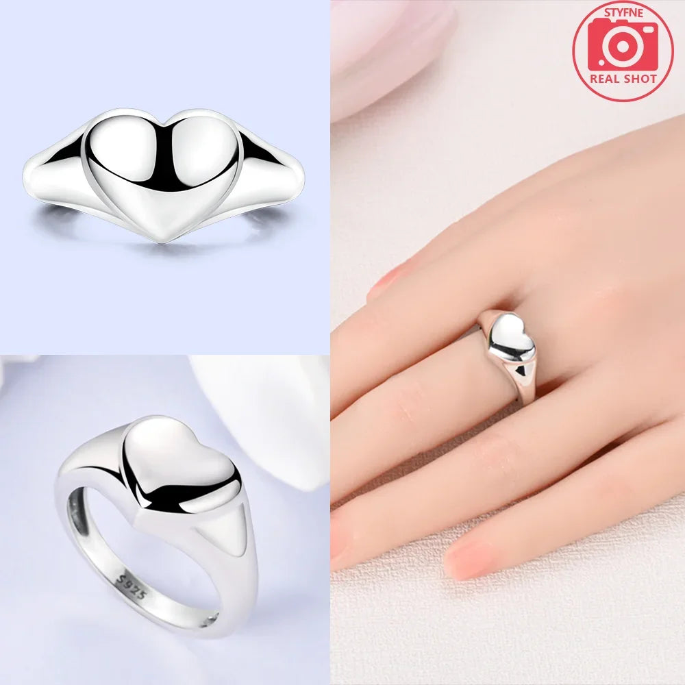 Herzförmiger Zirkon-Schleifen-Ring aus 925er Sterlingsilber | Romantischer Valentinstagschmuck