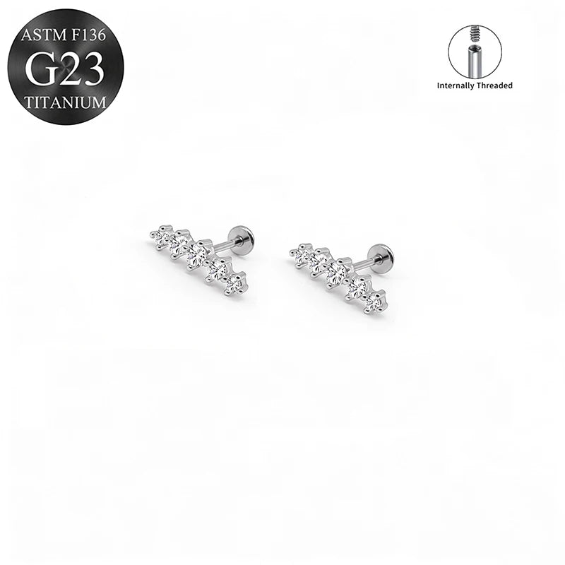 EVISPOL ASTM F136 G23 Titanium Tiny CZ Labret Lip Stud Earring for Women 16G Heart Carti detail view